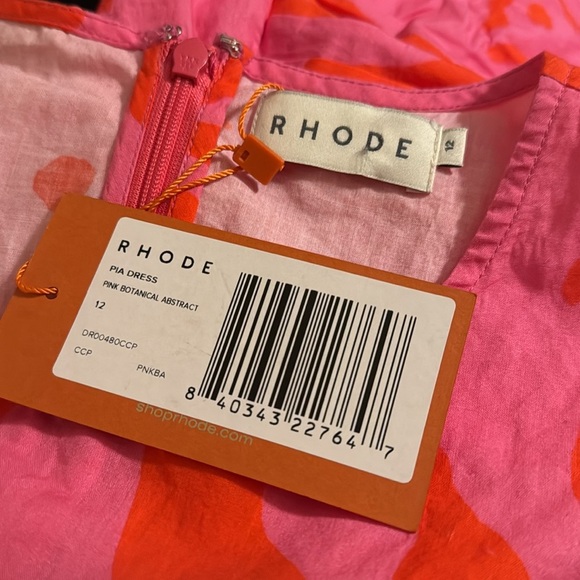 NWT RHODE Pia Pink Botanical Floral Abstract Mini Dress Ruffles Puff Sleeve 12 - Picture 15 of 15